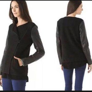 Vince - Women's Wool Blend Leather Sleeve Black MOTO Jacket -Size XS